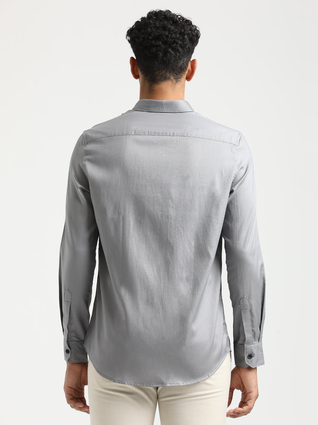 Men Textured Cotton Shirt with Dobby Weave