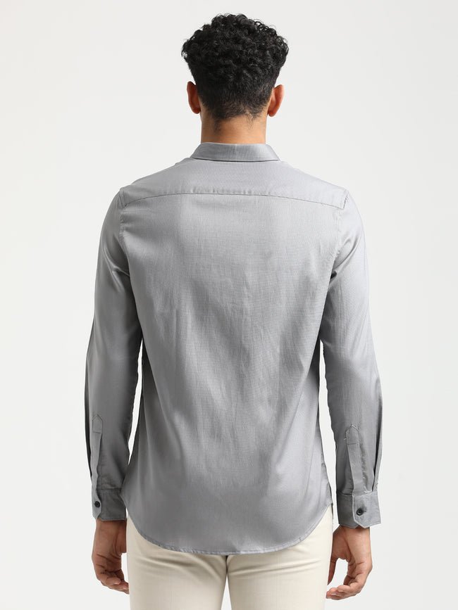 Men Textured Cotton Shirt with Dobby Weave