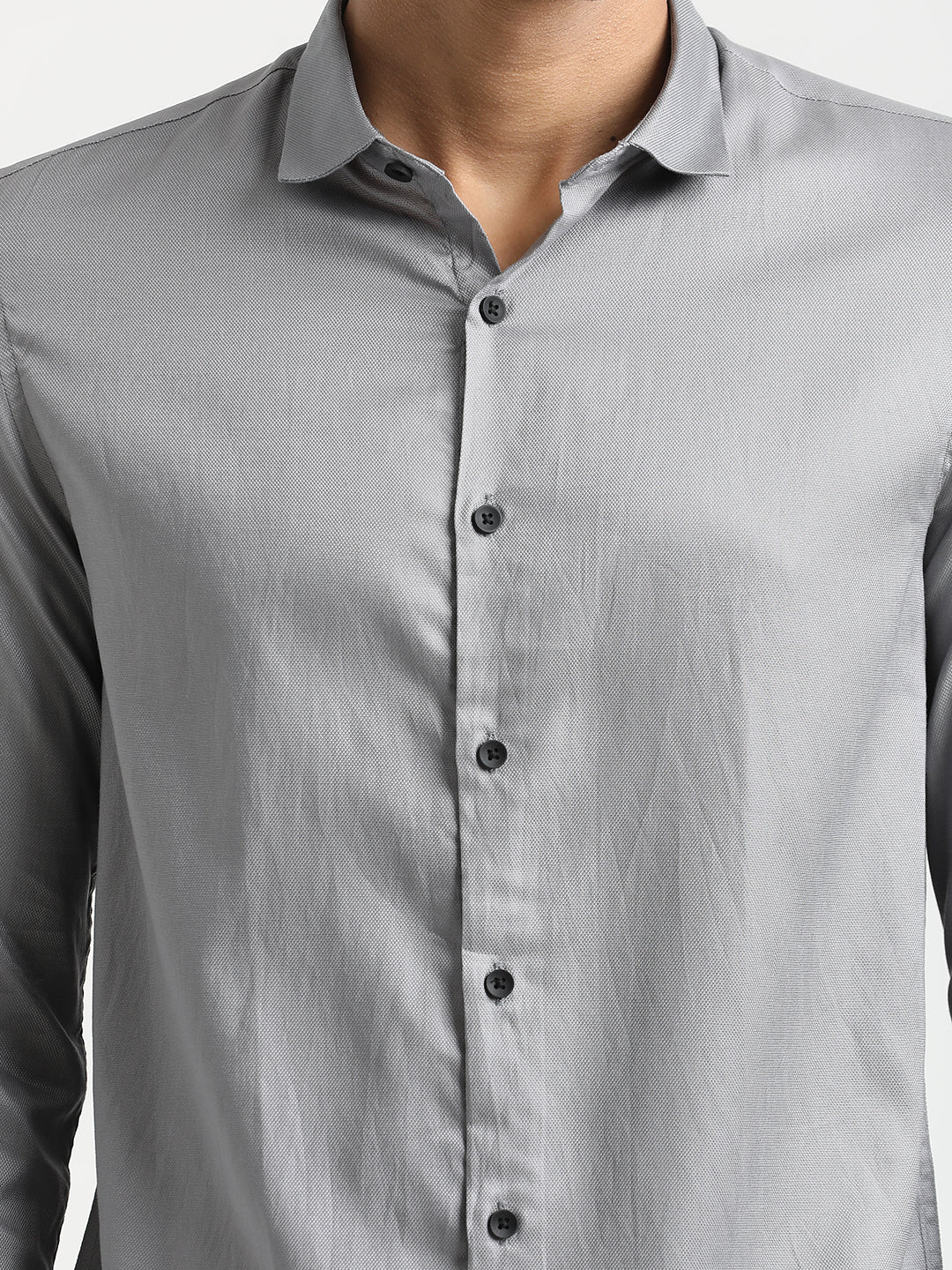 Men Textured Cotton Shirt with Dobby Weave