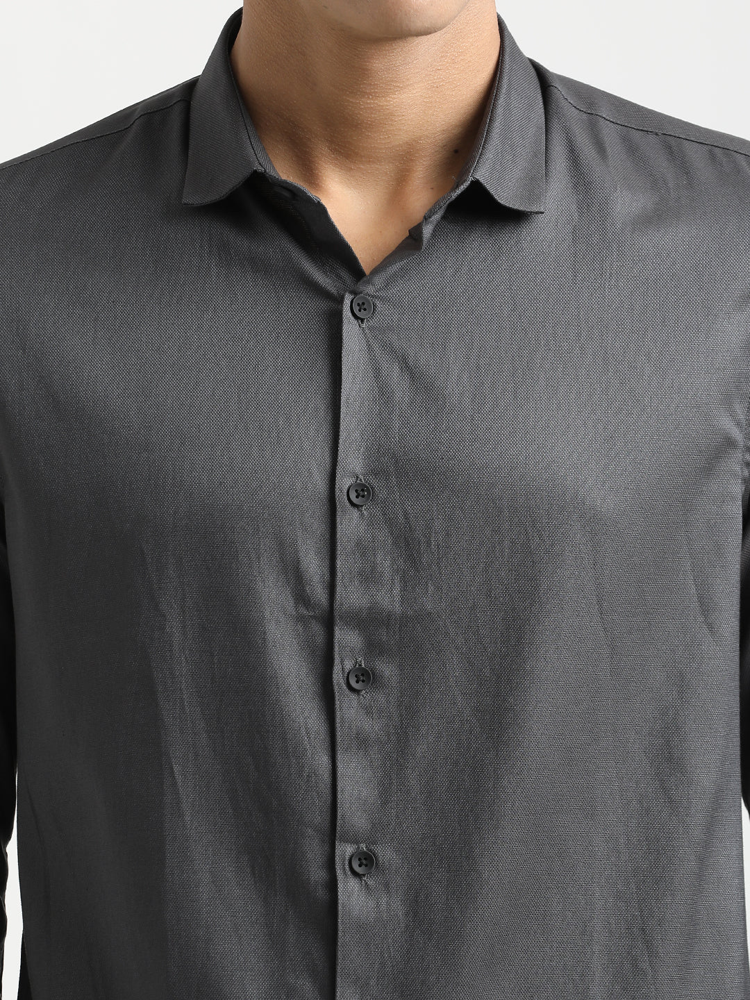 Men Textured Cotton Shirt with Dobby Weave