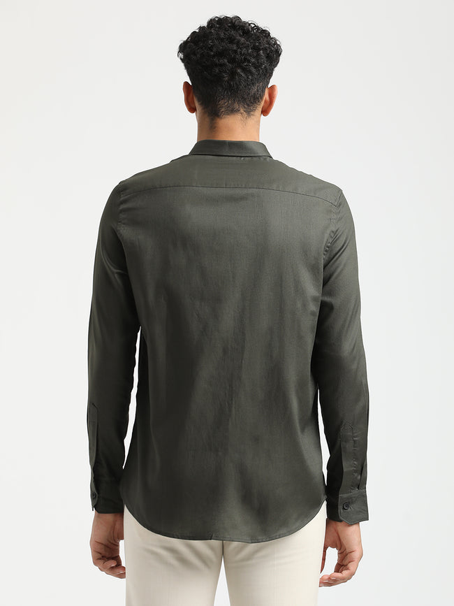 Men Textured Cotton Shirt with Dobby Weave