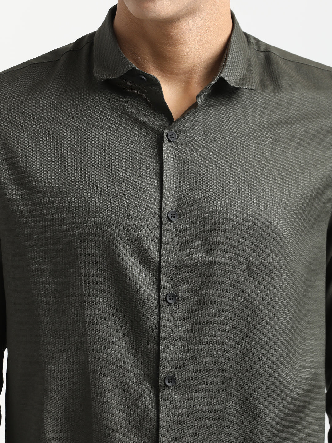 Men Textured Cotton Shirt with Dobby Weave