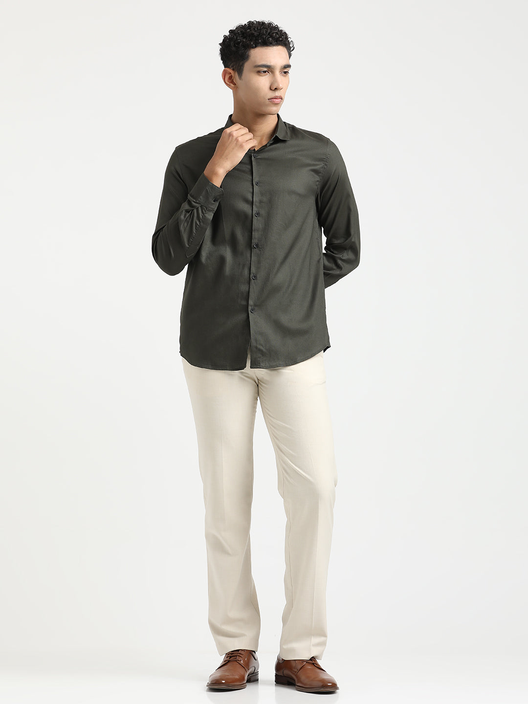 Men Textured Cotton Shirt with Dobby Weave