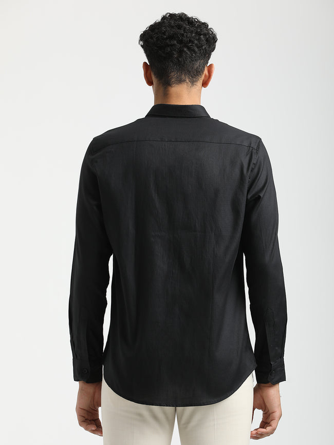 Men Textured Cotton Shirt with Dobby Weave