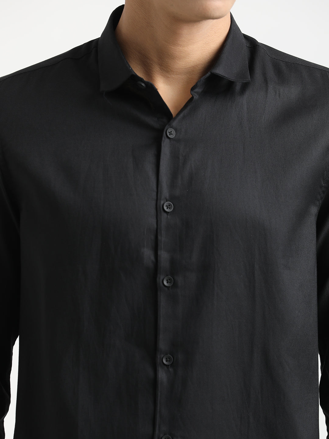 Men Textured Cotton Shirt with Dobby Weave