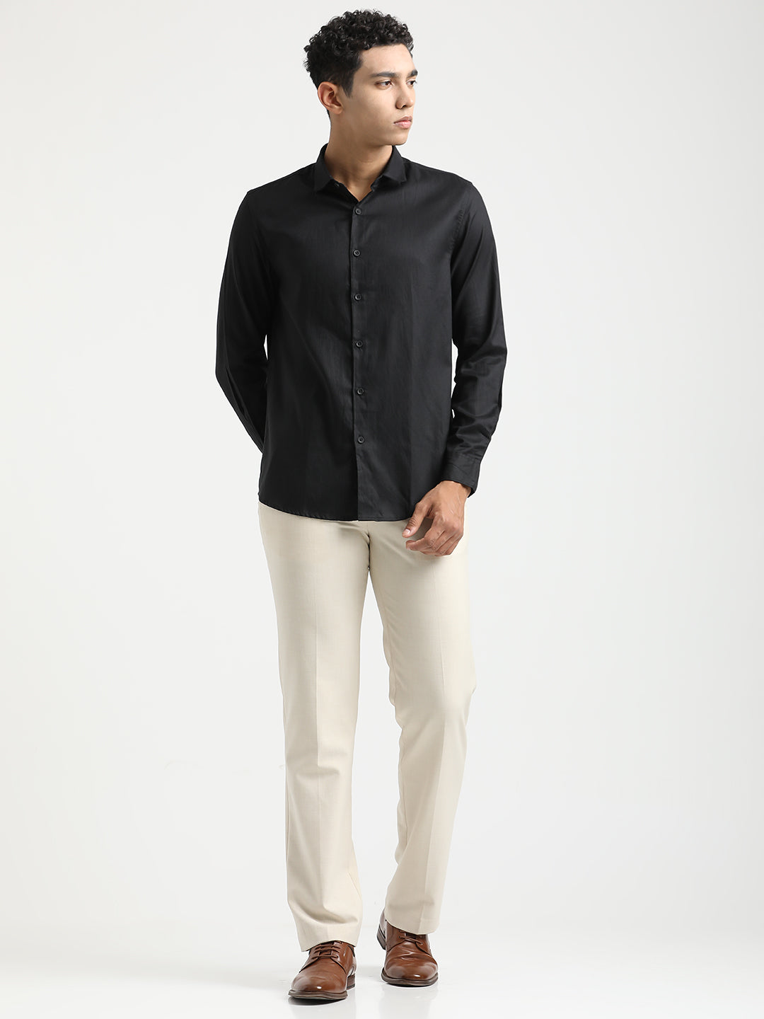 Men Textured Cotton Shirt with Dobby Weave