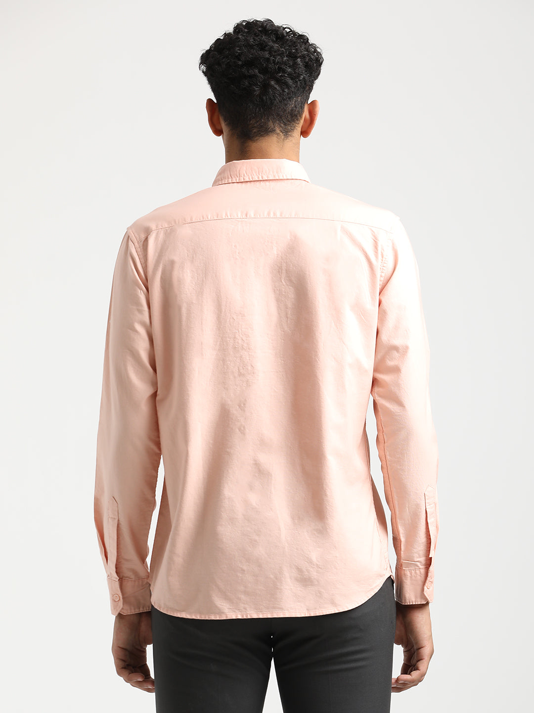 Men Oxford Cotton Shirt with Button-Down Collar