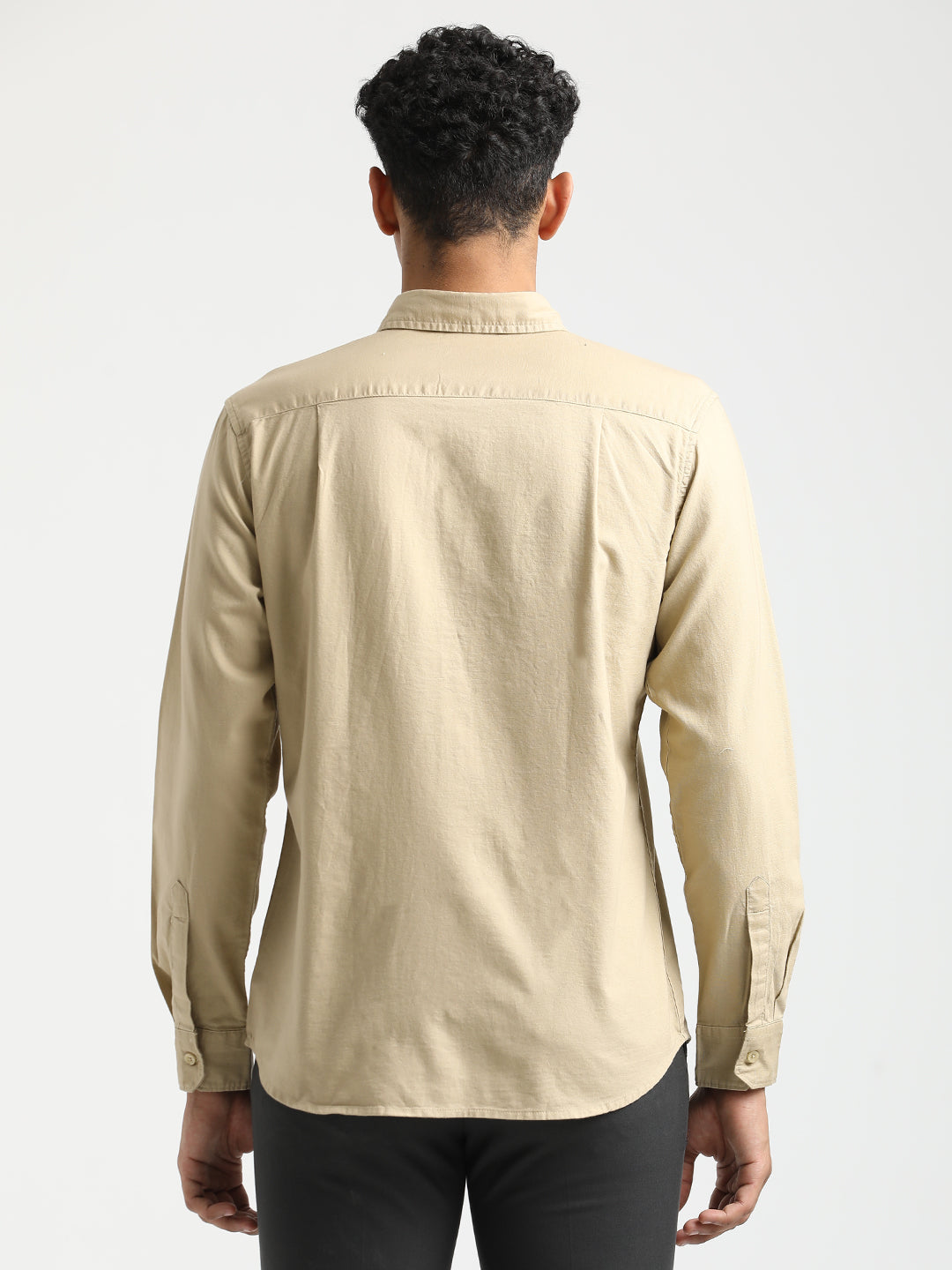 Men Oxford Cotton Shirt with Button-Down Collar