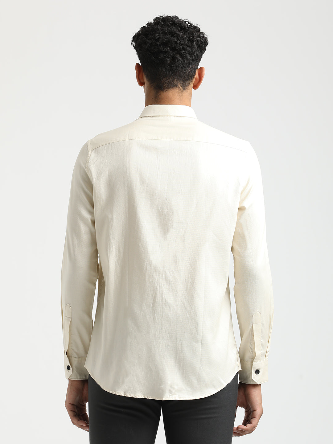 Men Textured Cotton Shirt with Dobby Weave