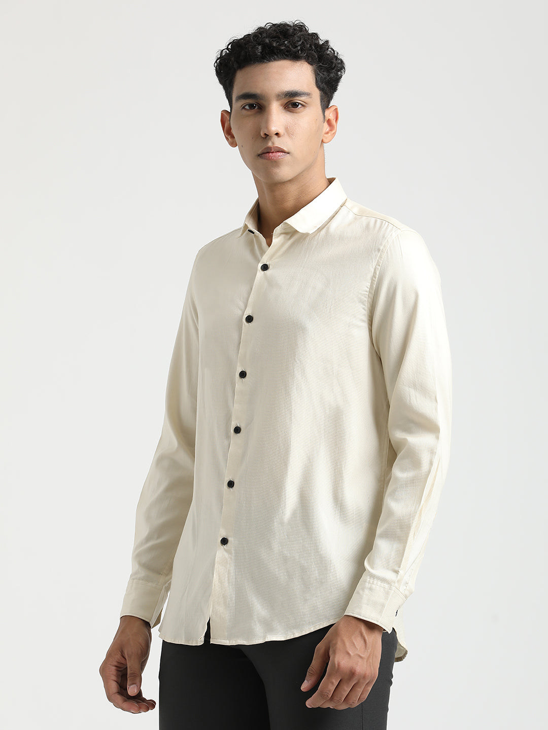 Men Textured Cotton Shirt with Dobby Weave