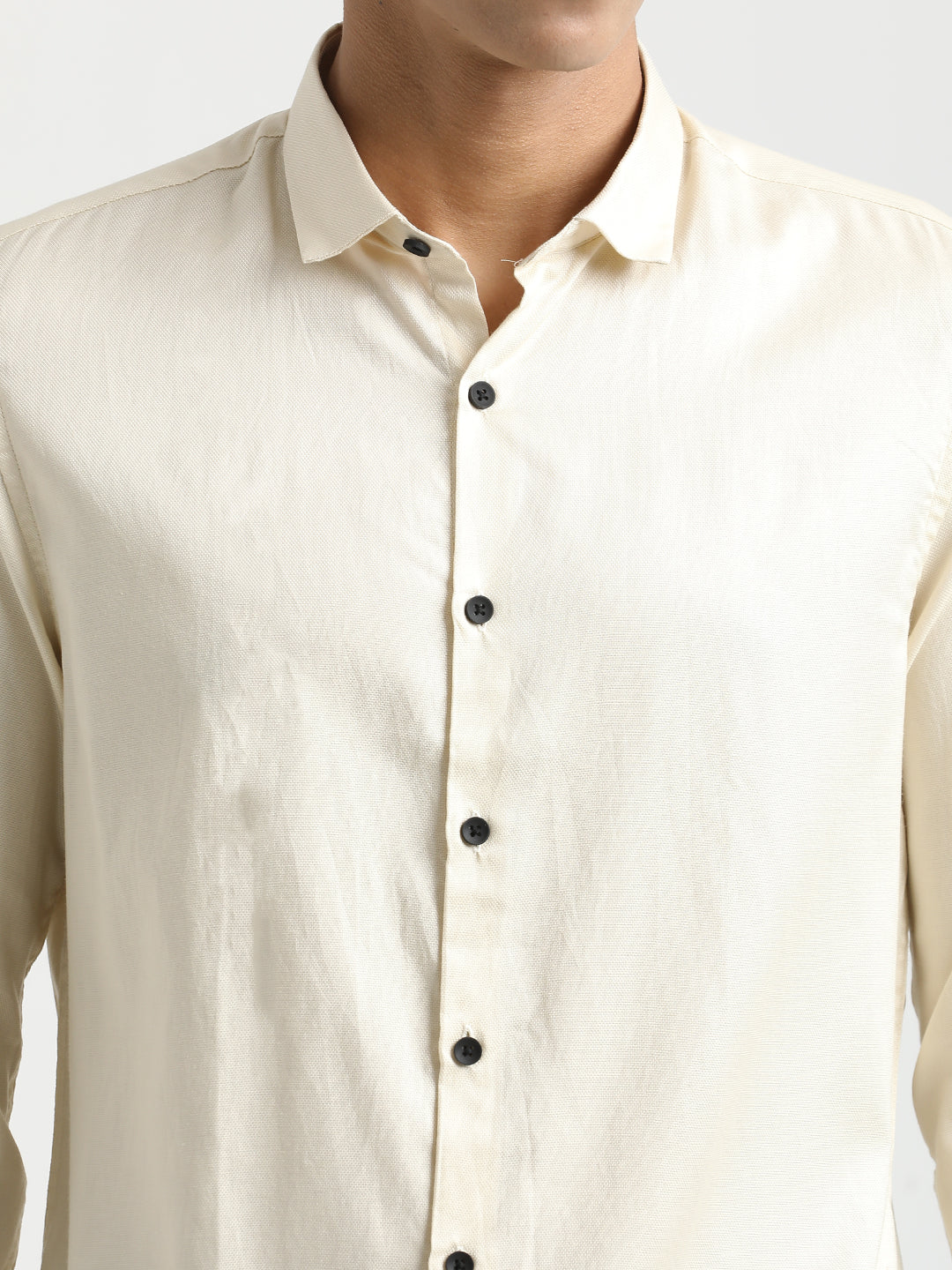 Men Textured Cotton Shirt with Dobby Weave