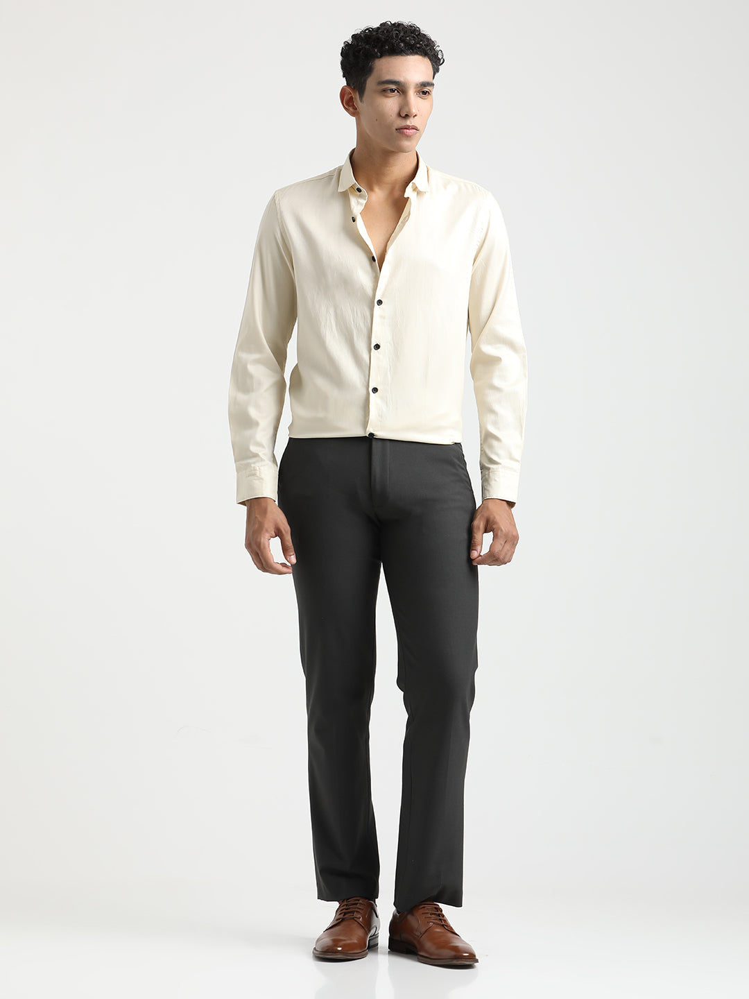 Men Textured Cotton Shirt with Dobby Weave