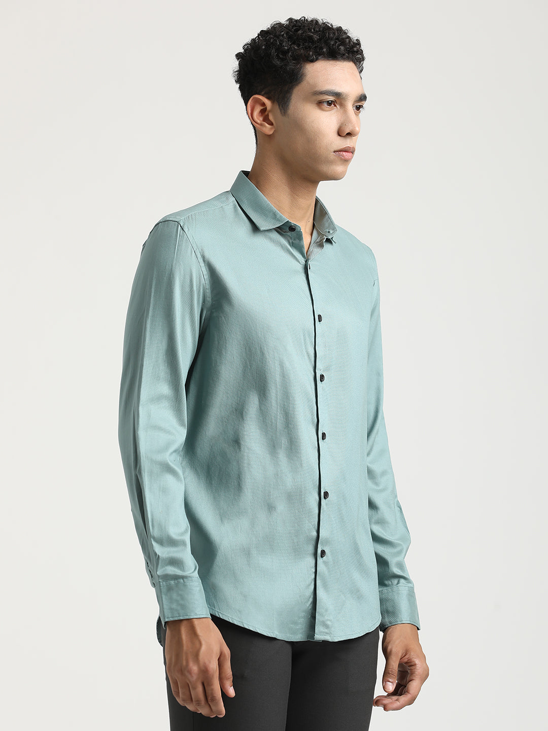 Men Textured Cotton Shirt with Dobby Weave