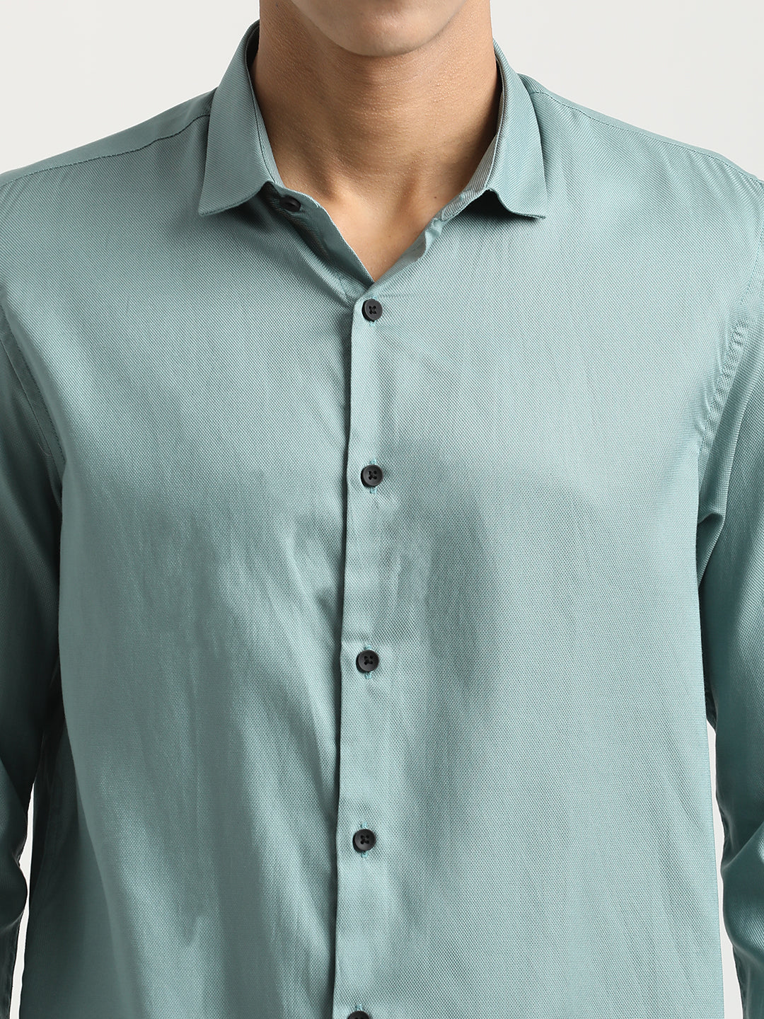Men Textured Cotton Shirt with Dobby Weave
