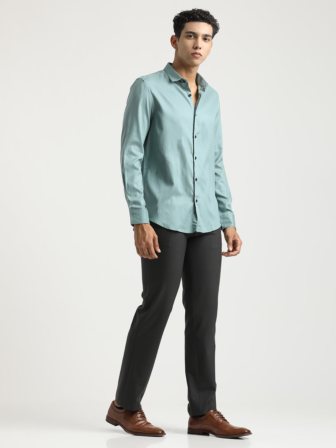 Men Textured Cotton Shirt with Dobby Weave