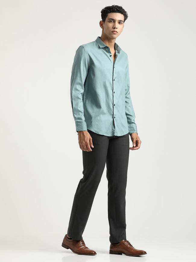 Men Textured Cotton Shirt with Dobby Weave