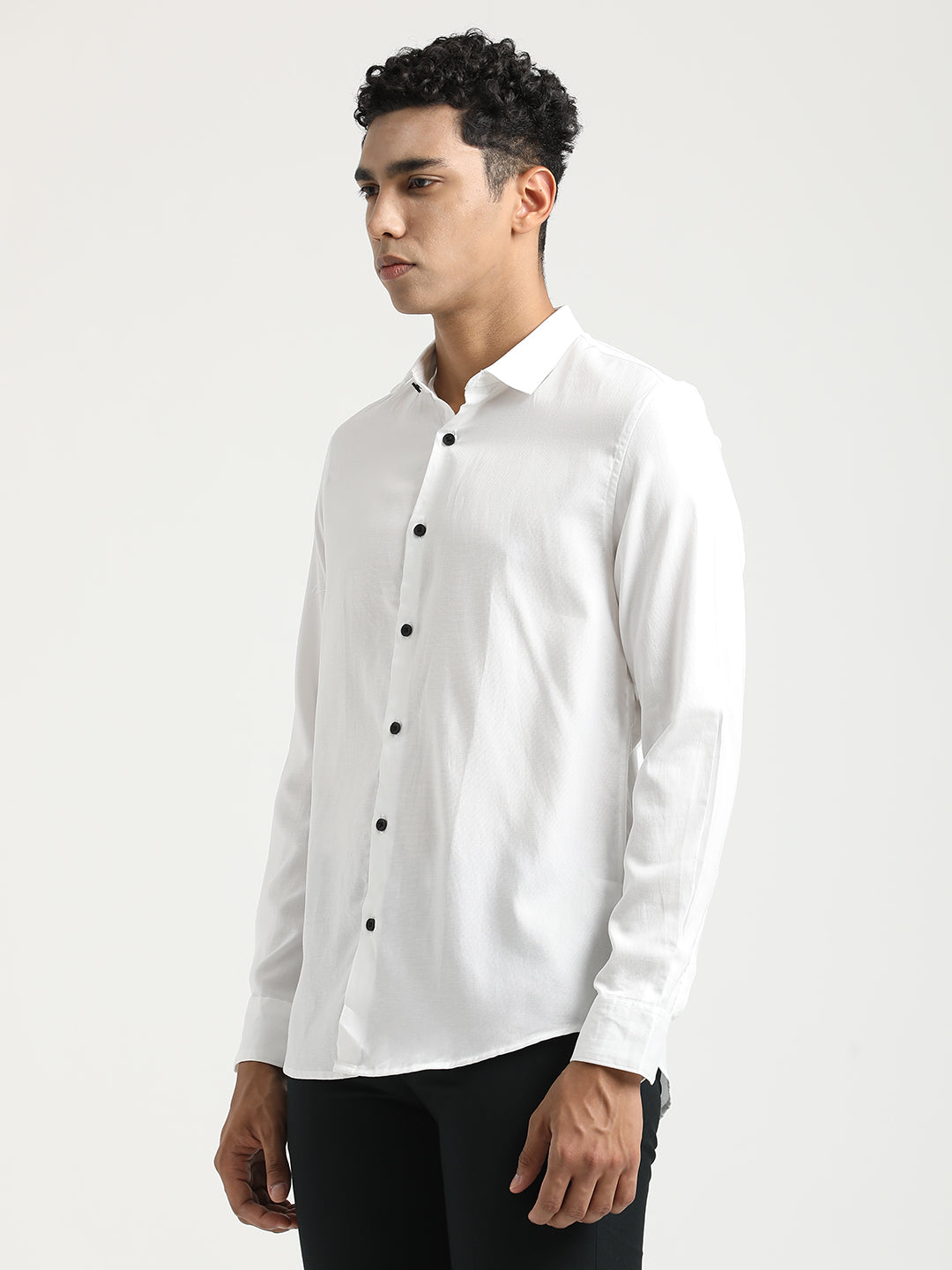 Men Textured Cotton Shirt with Dobby Weave
