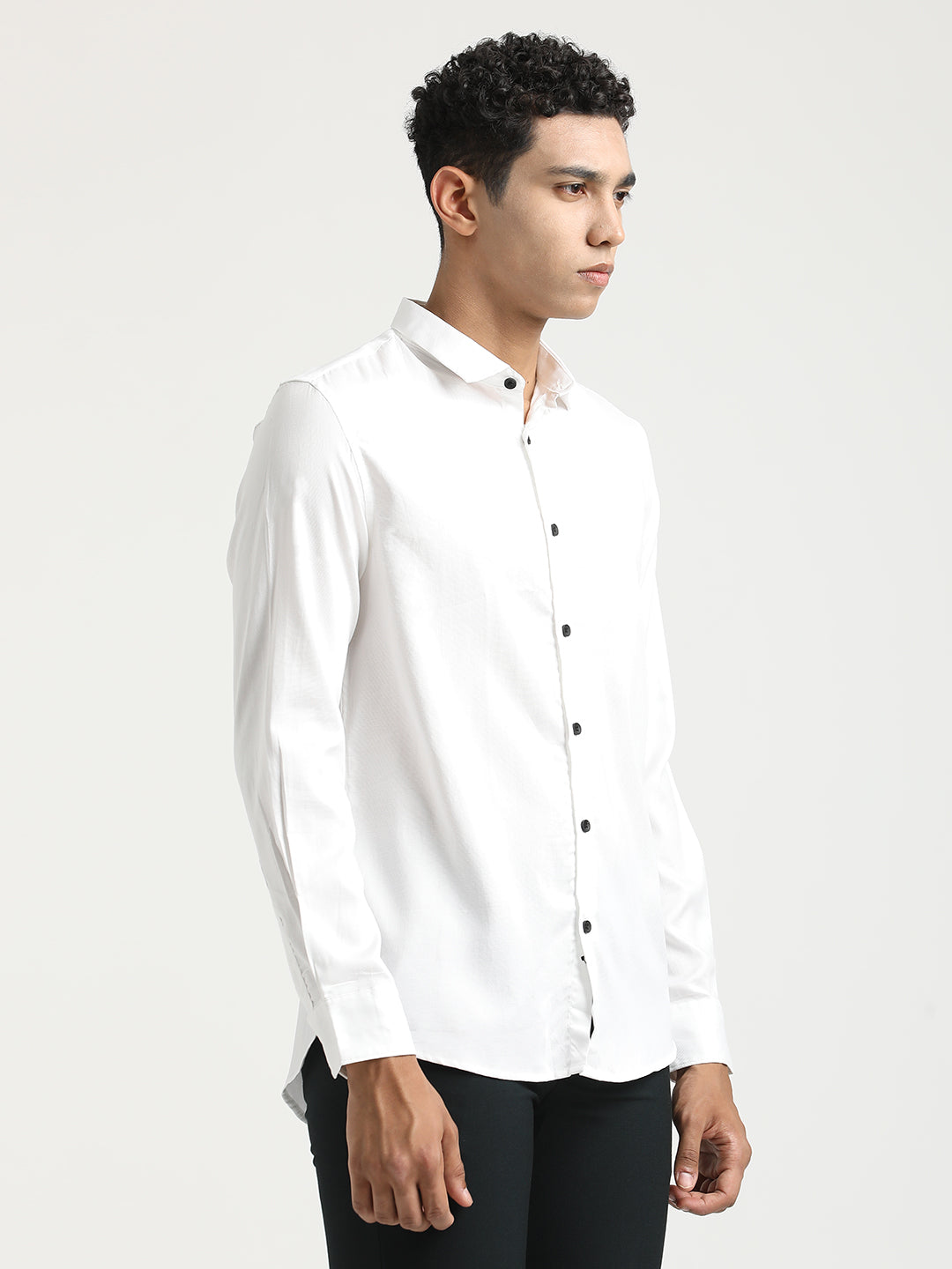 Men Textured Cotton Shirt with Dobby Weave