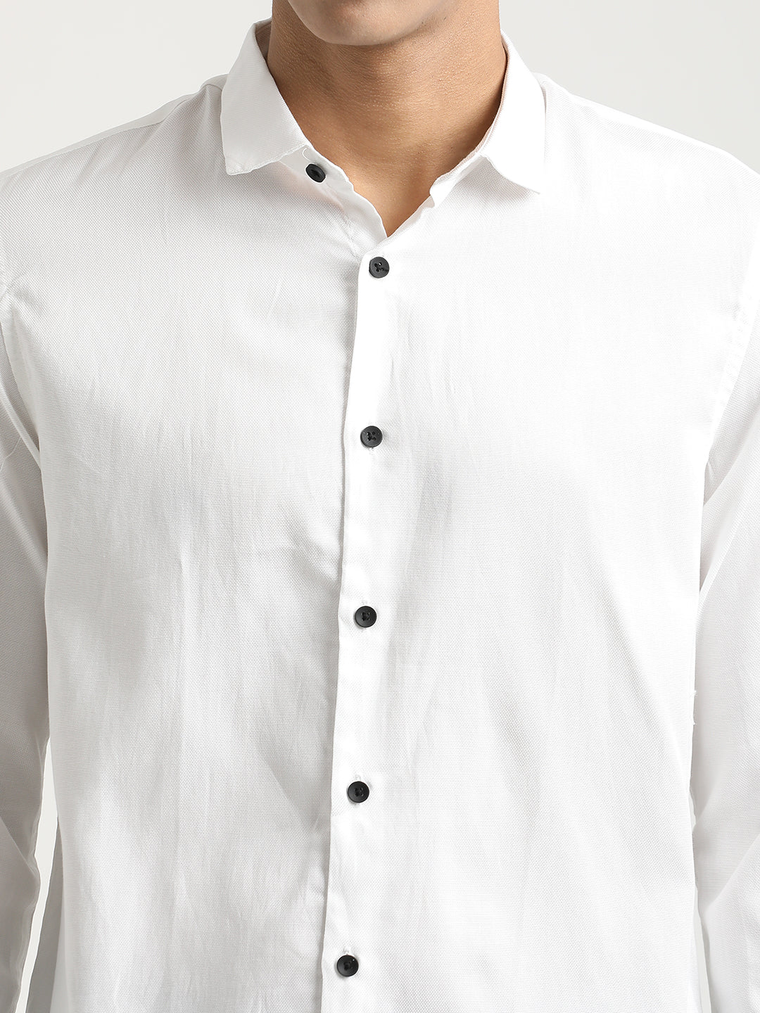 Men Textured Cotton Shirt with Dobby Weave