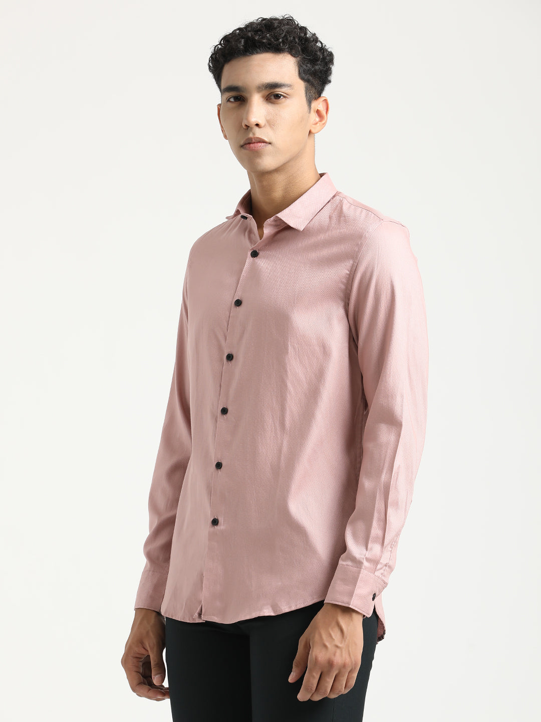 Men Textured Cotton Shirt with Dobby Weave