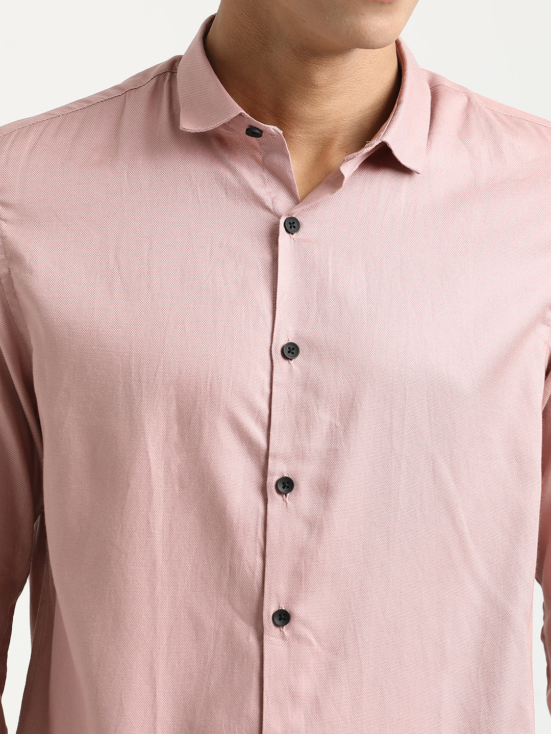 Men Textured Cotton Shirt with Dobby Weave