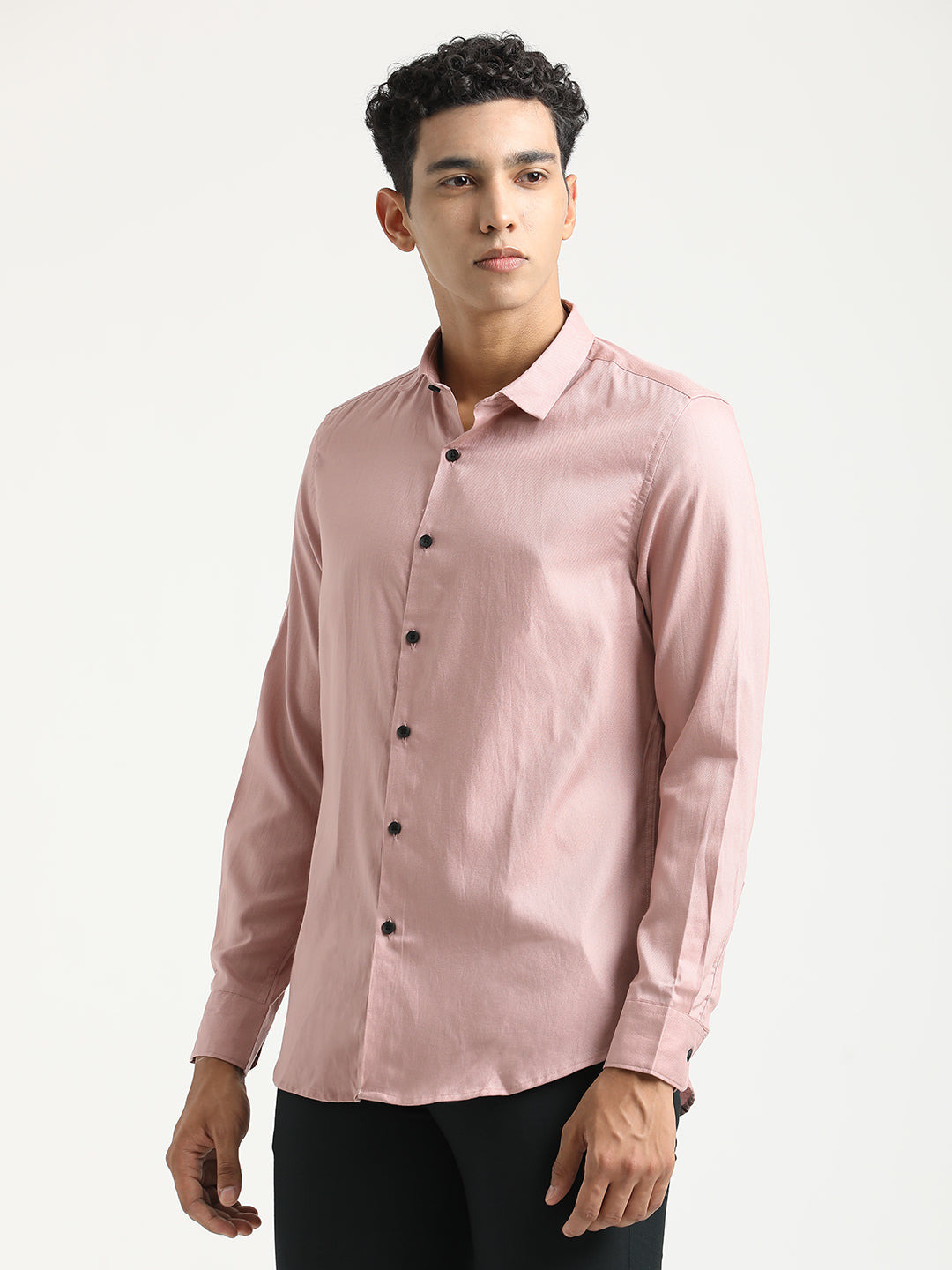Men Textured Cotton Shirt with Dobby Weave