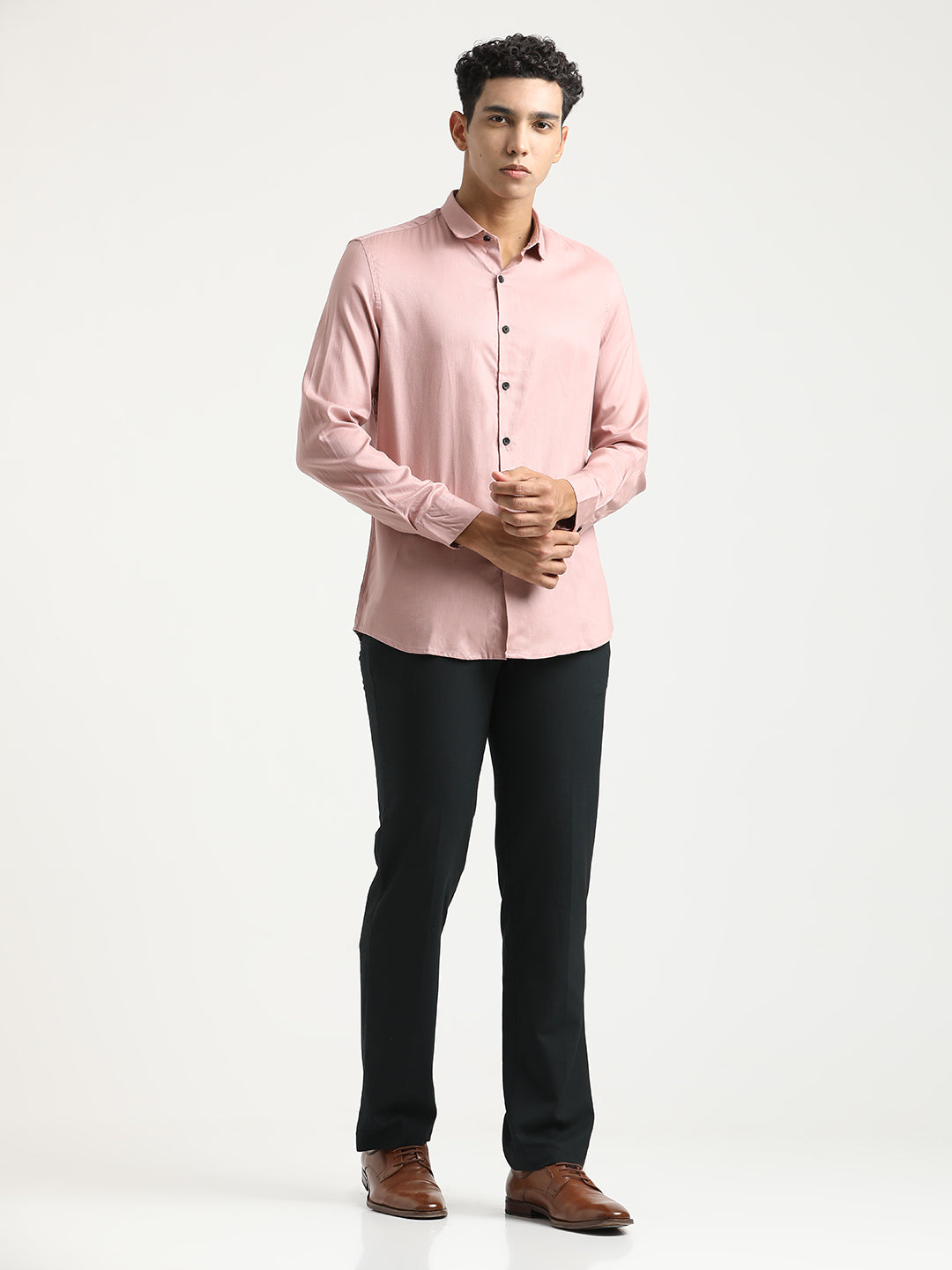 Men Textured Cotton Shirt with Dobby Weave