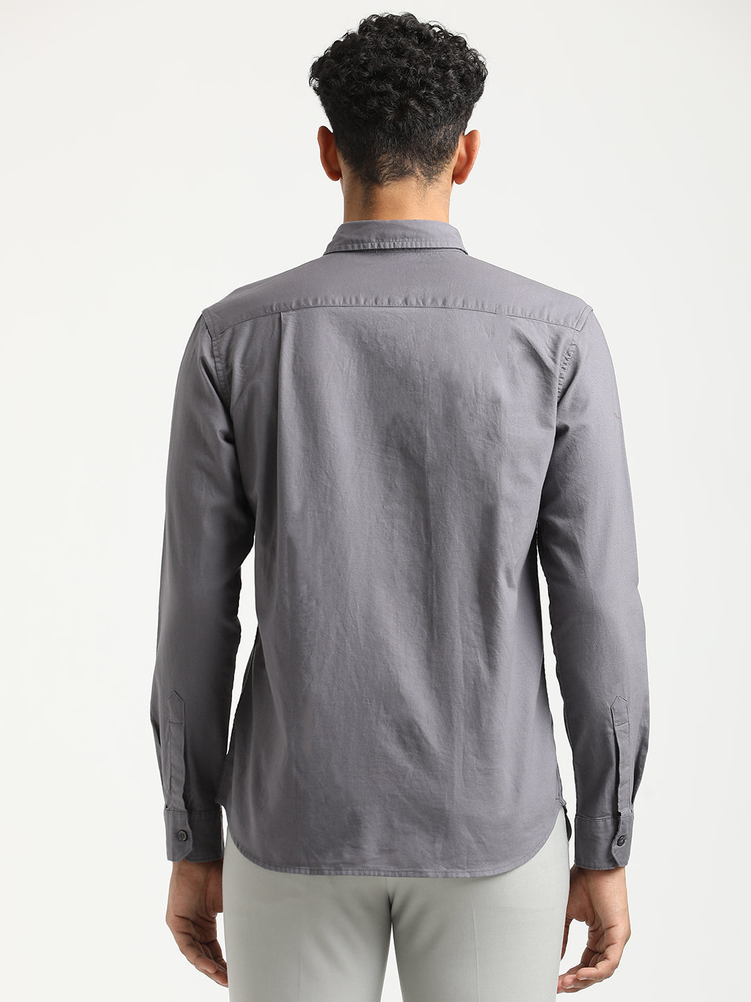Men Oxford Cotton Shirt with Button-Down Collar