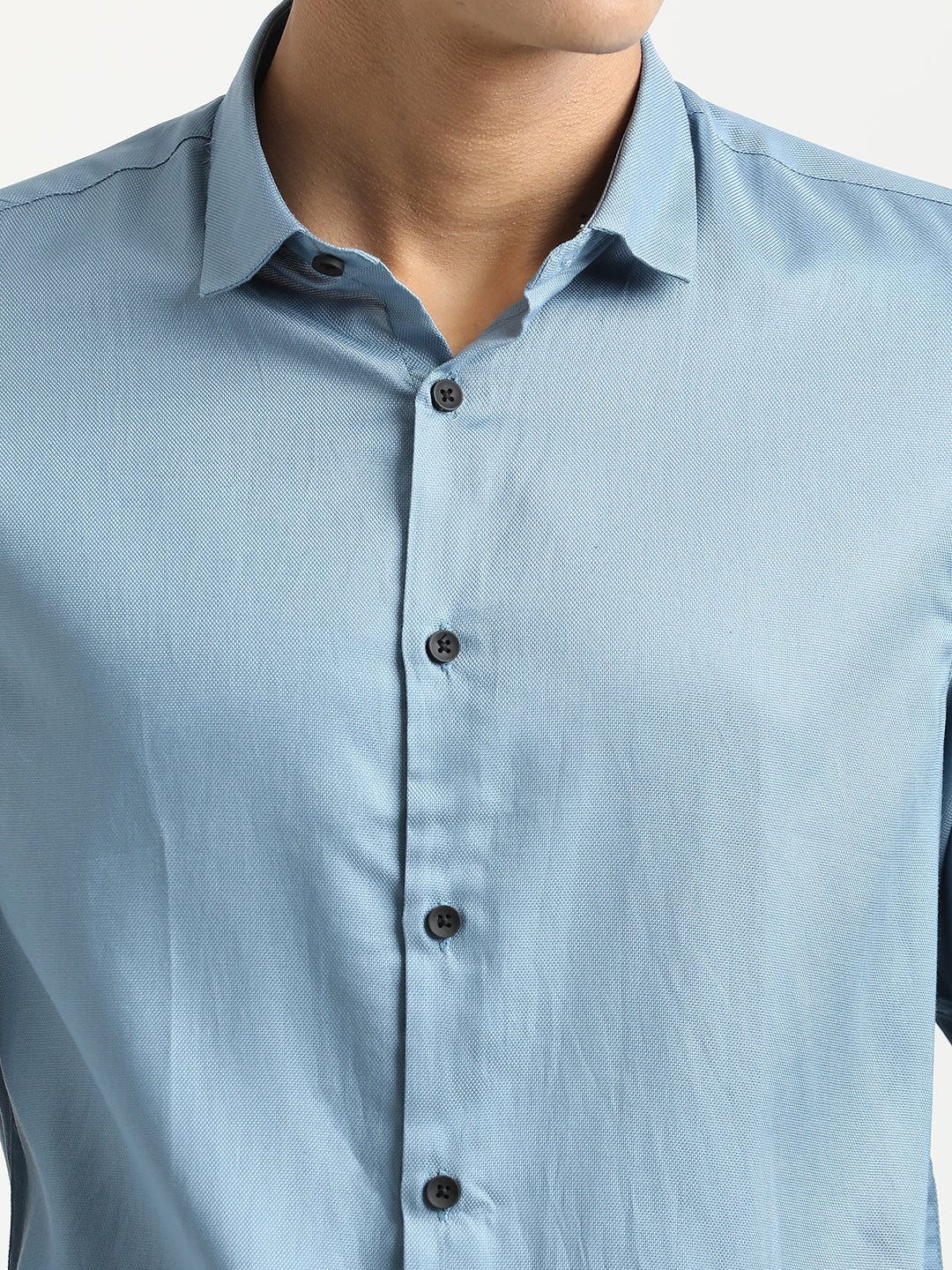 Men Textured Cotton Shirt with Dobby Weave