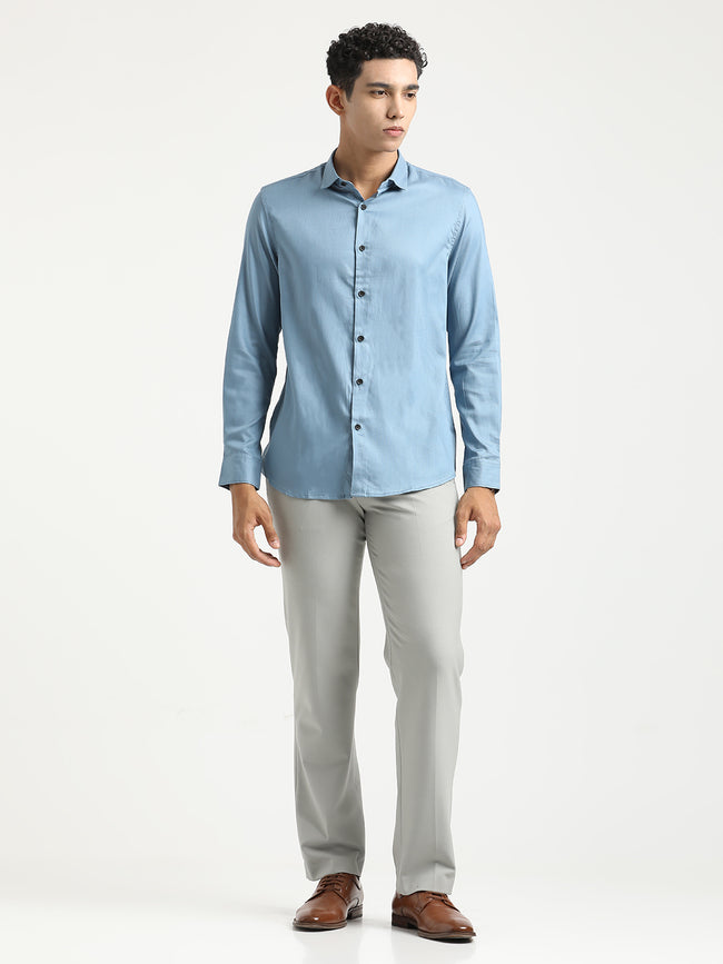 Men Textured Cotton Shirt with Dobby Weave