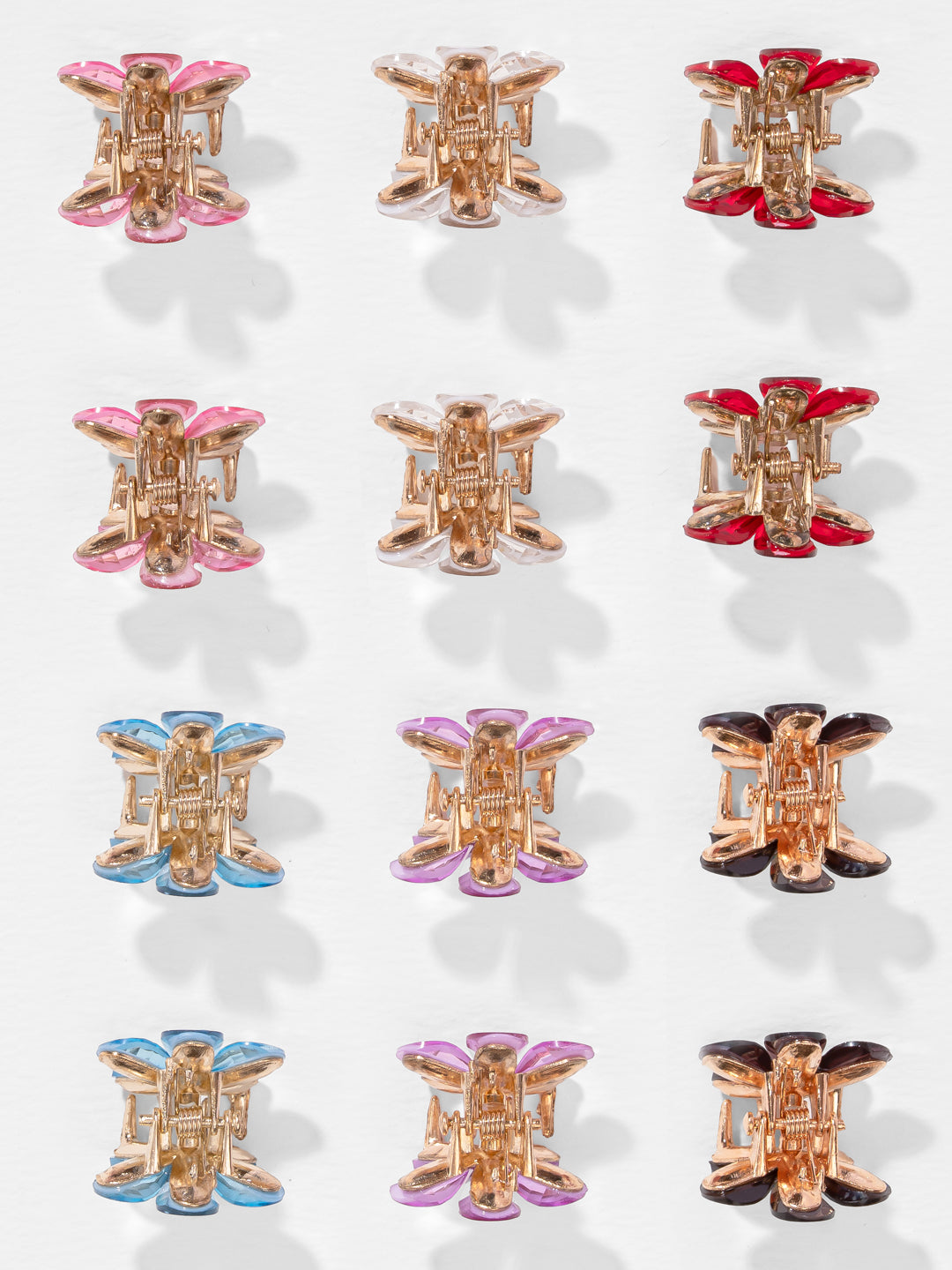Multi Mini Flower Claw Clip Set Of 12