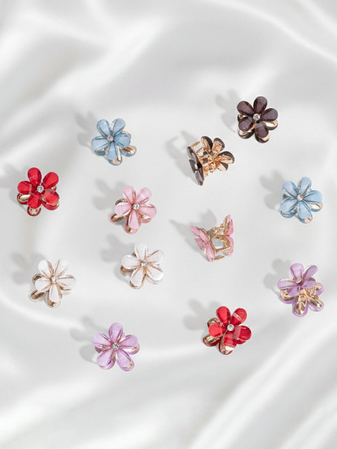 Multi Mini Flower Claw Clip Set Of 12