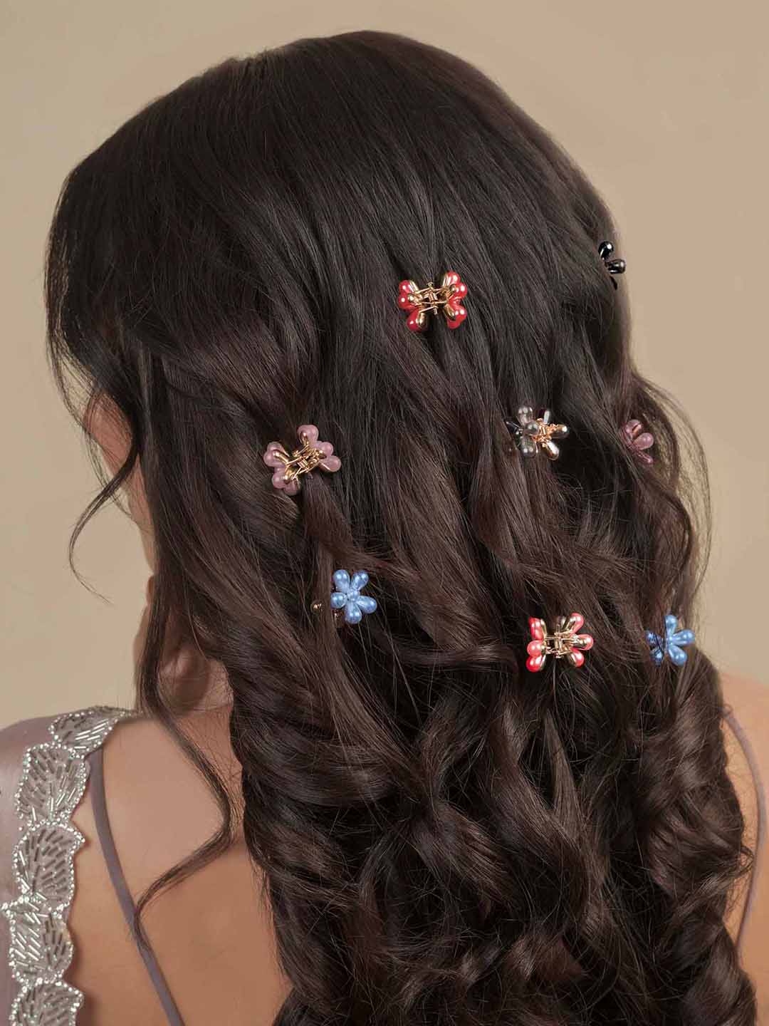 Multi Mini Flower Claw Clip Set Of 12