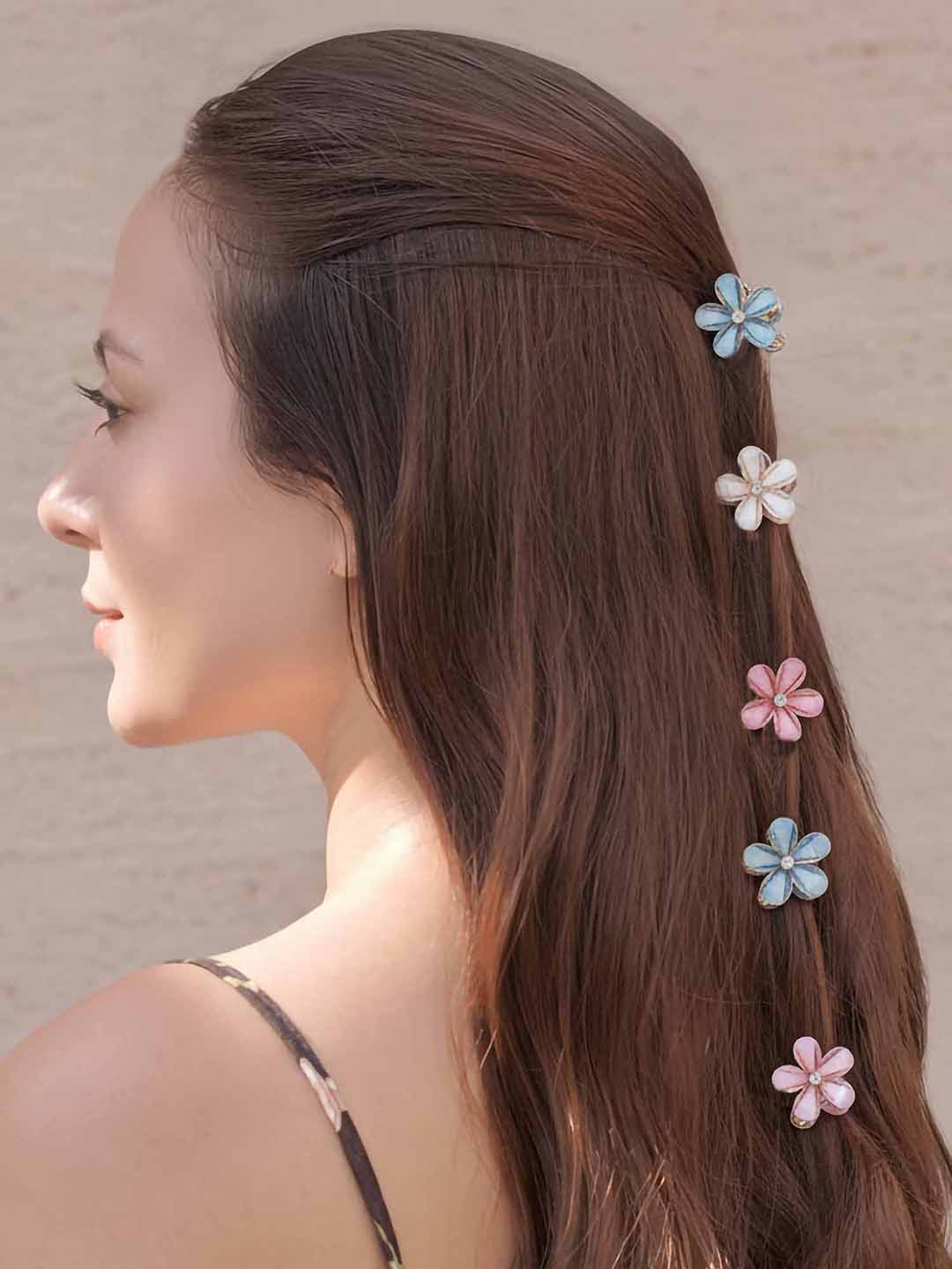 Multi Mini Flower Claw Clip Set Of 12