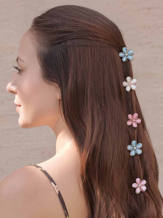 Multi Mini Flower Claw Clip Set Of 12