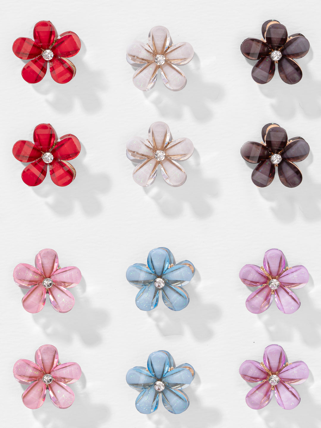 Multi Mini Flower Claw Clip Set Of 12
