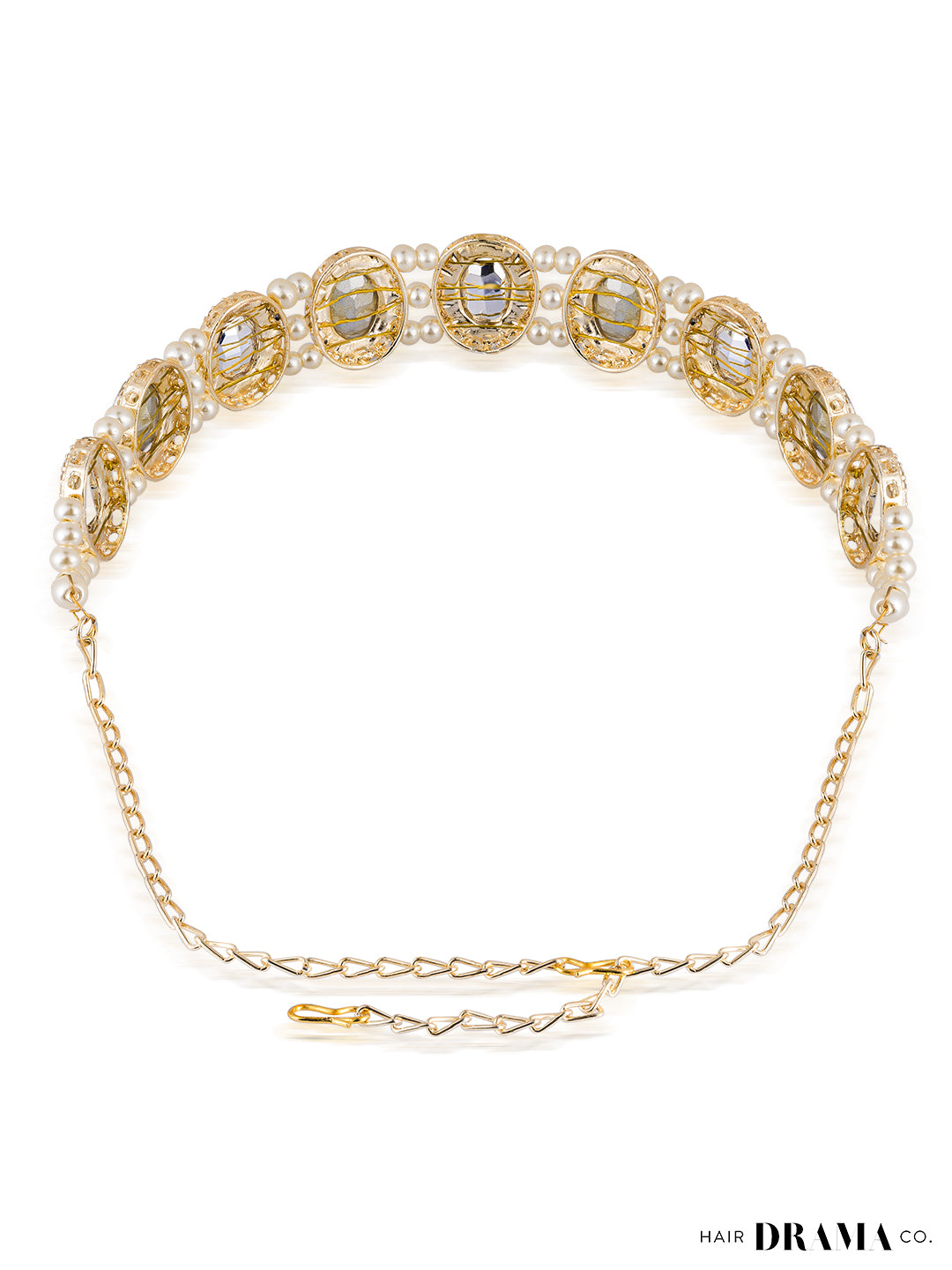 Women Gold Hair Band With Pearls And Crystals