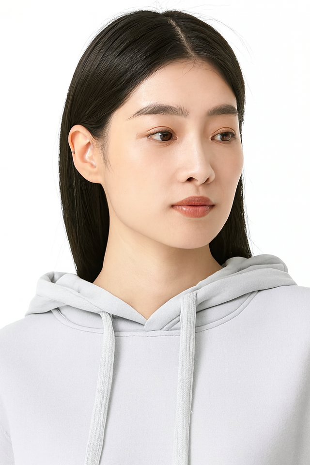 Women Blue Solid Cotton Pullover Hoodie