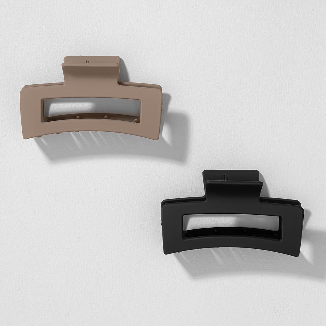 Multi Matte Neutral Hair Claw Clips Set of 2