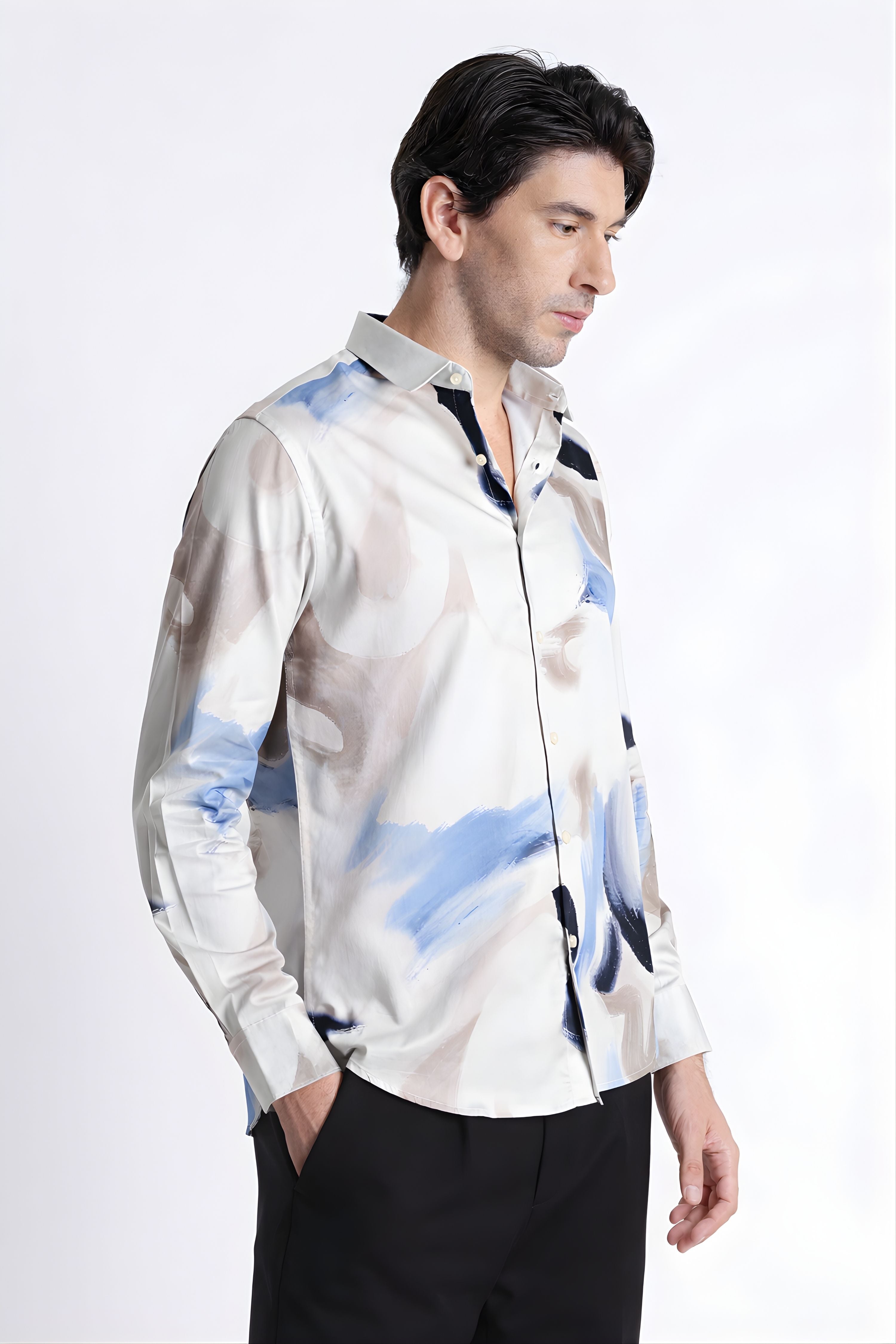 Men Refined Floral Digital Print Shirt