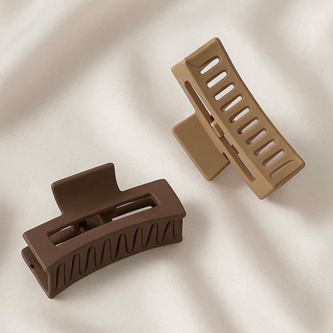 Multi Matte Neutral Hair Claw Clips Set of 2