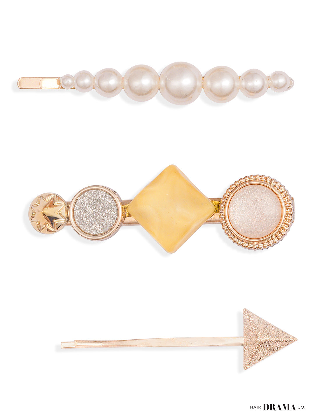 Women Yellow Arrow Pins Set Of 3