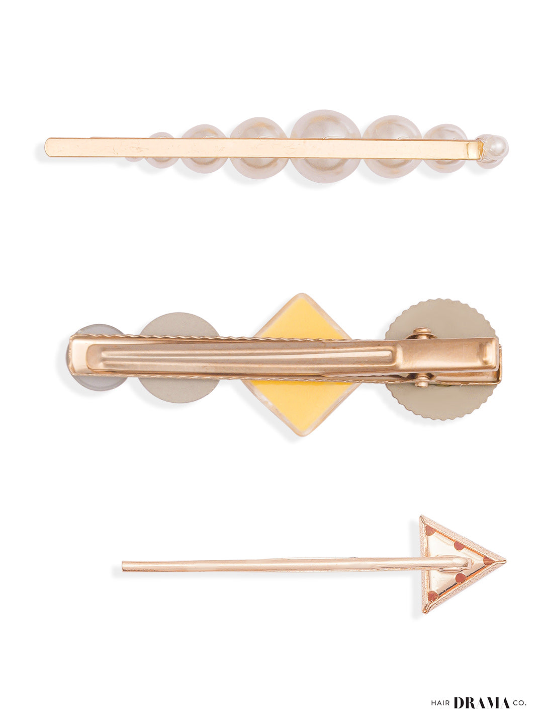 Women Yellow Arrow Pins Set Of 3
