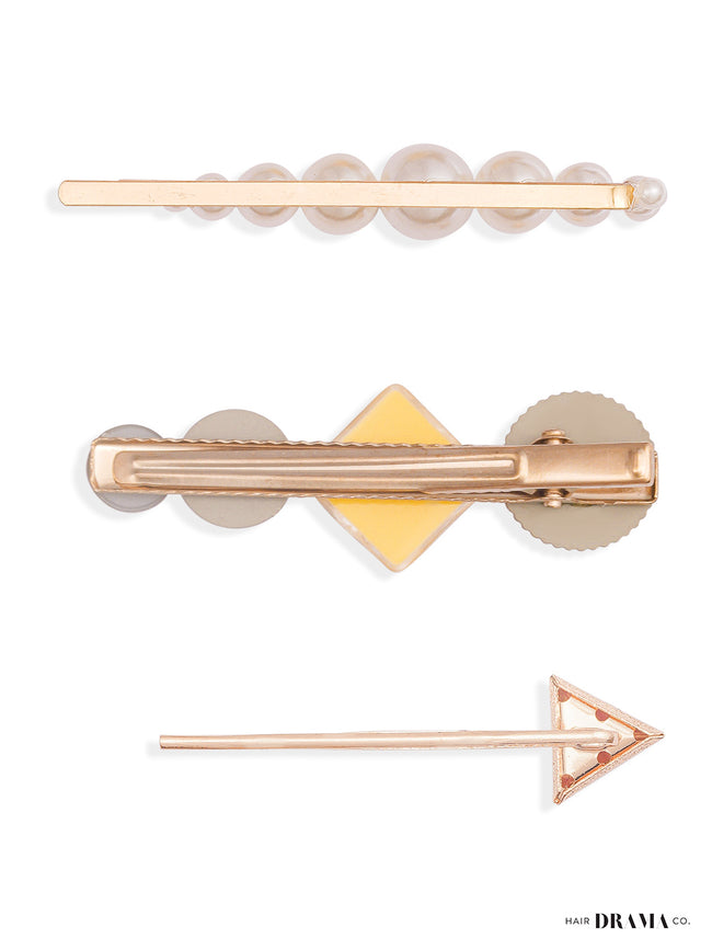 Women Yellow Arrow Pins Set Of 3