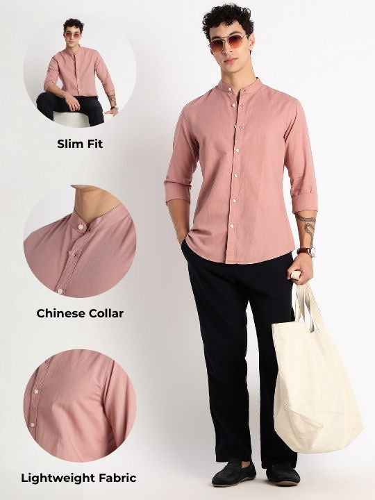 Men Cotton Linen Slim Fit Shirt