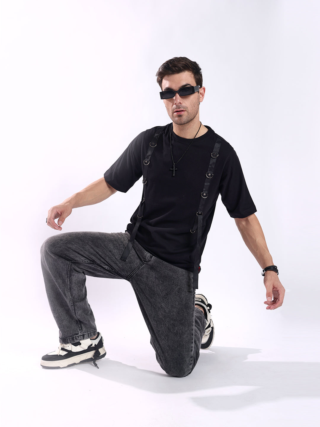 Men Black Cotton Oversized T-Shirt