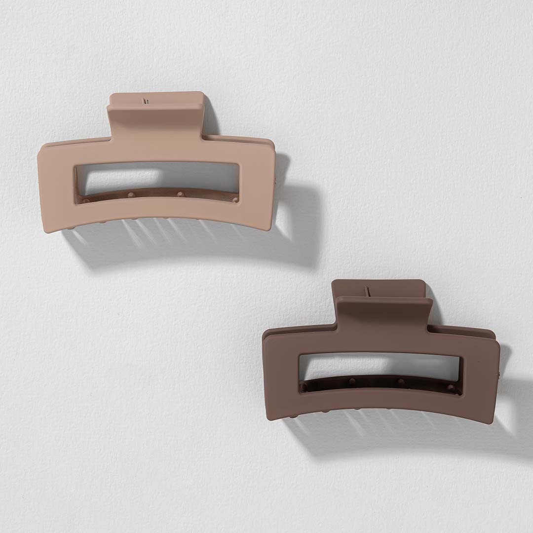 Multi Matte Neutral Hair Claw Clips Set of 2