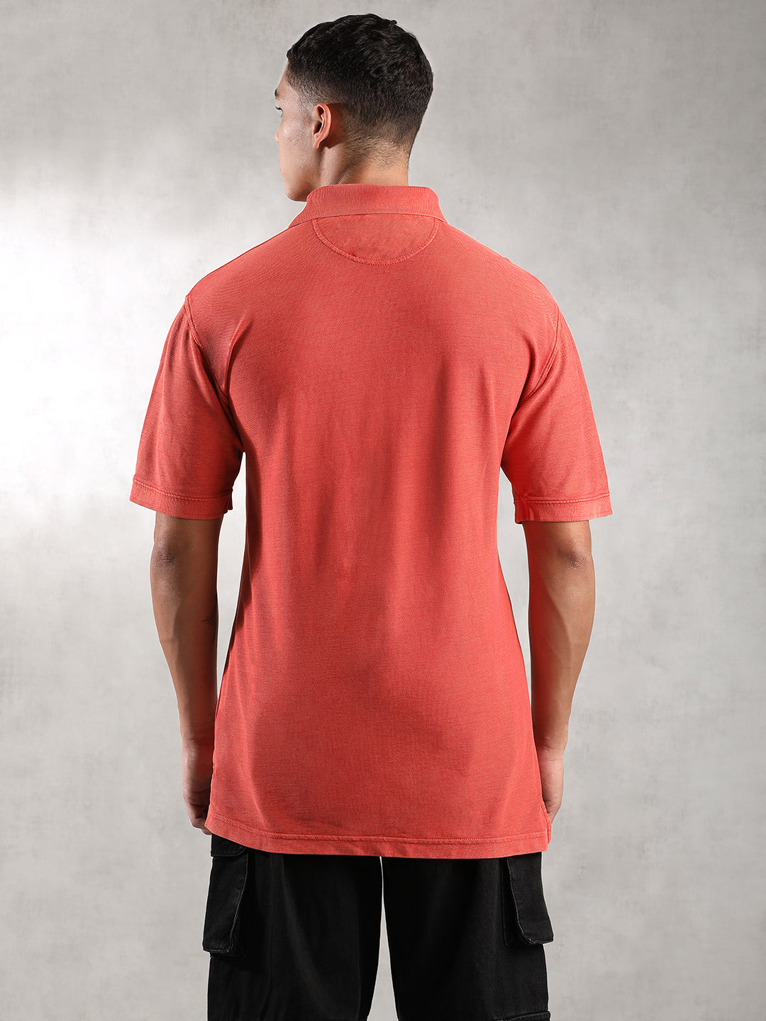 Men Coral Drop Shoulder Oversize Polo T-Shirt