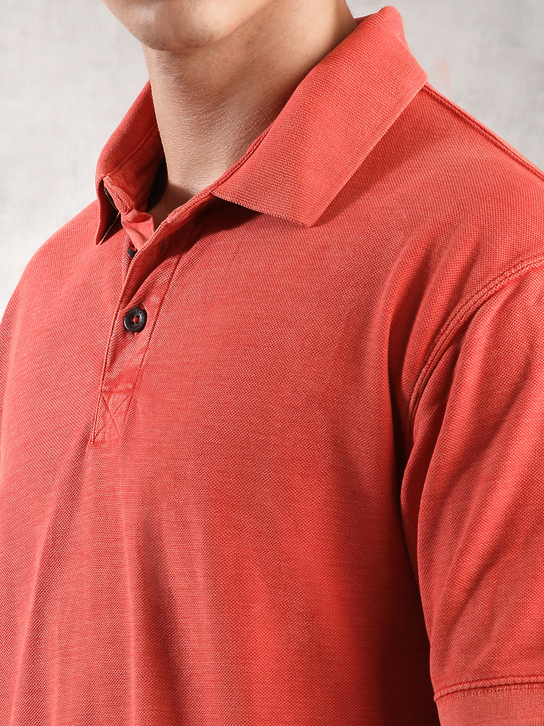 Men Coral Drop Shoulder Oversize Polo T-Shirt