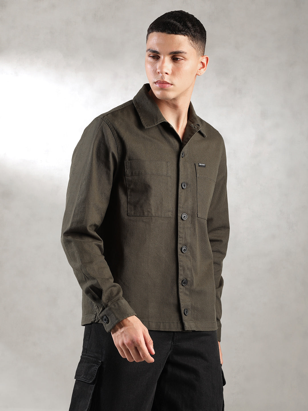 Men Olive Comfort Fit Shirt